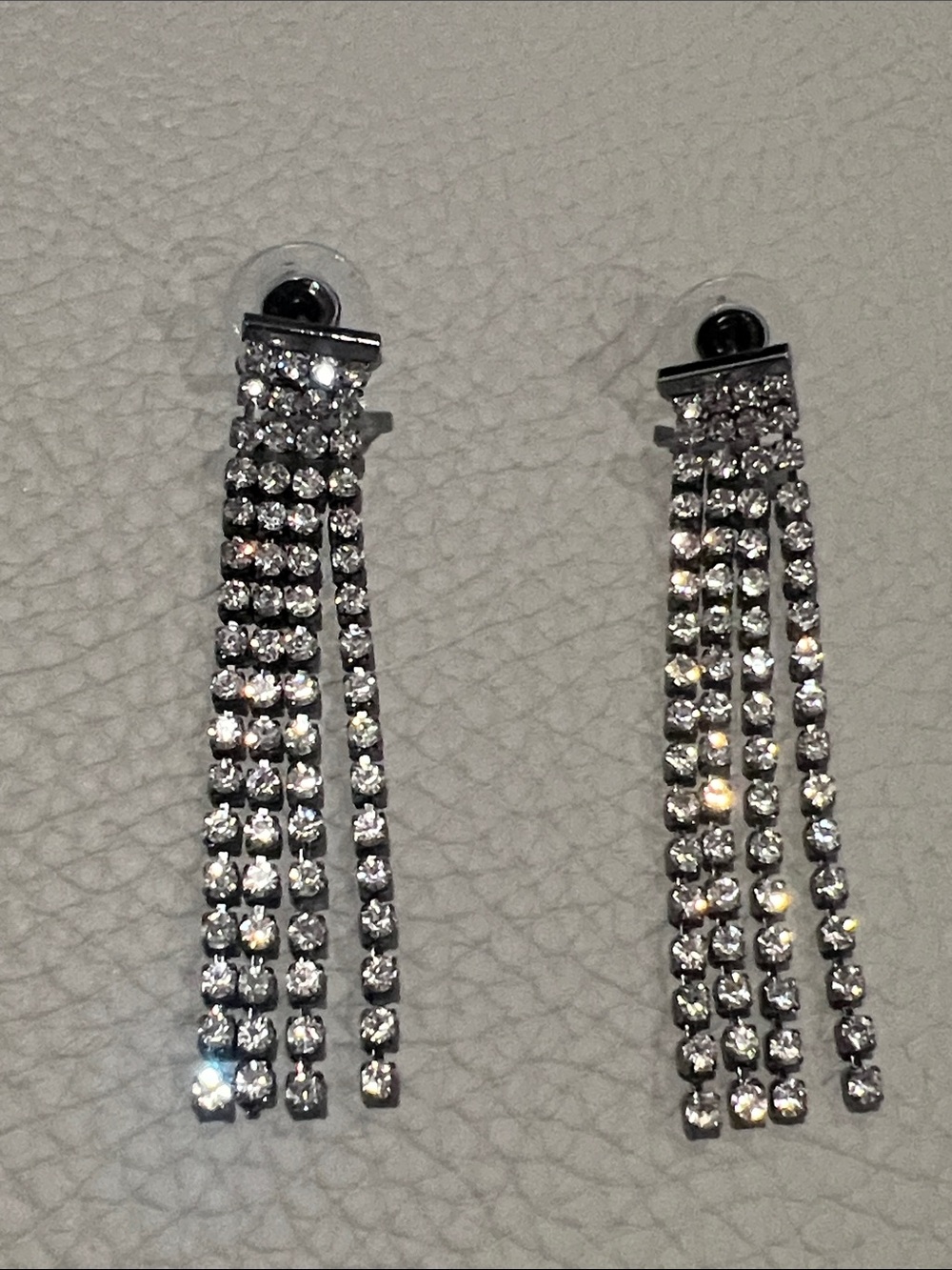 Draped Crystal Drop Earrings - Silver - Picture 5 of 6